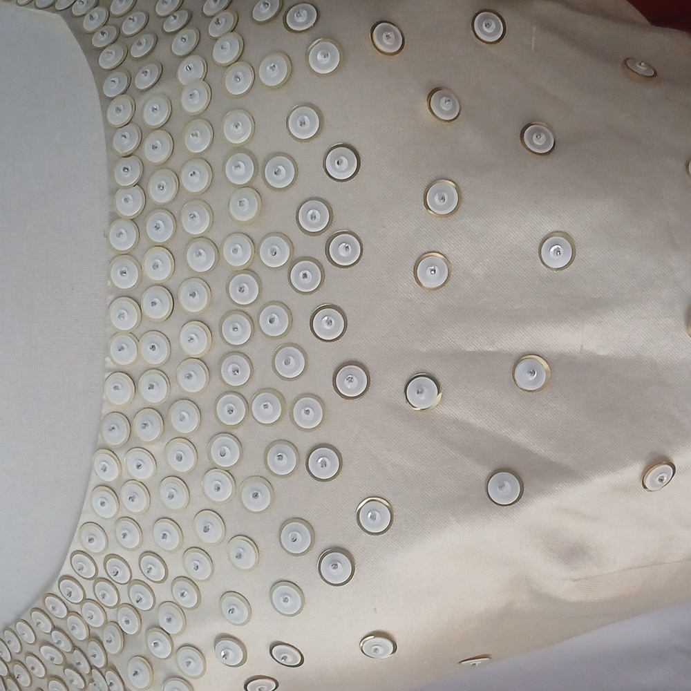 FIRM $$$ Nwt SILK/ COTTON Kate Spade Cream Dress Gold Accents HIDDEN POCKETS - Picture 4 of 13
